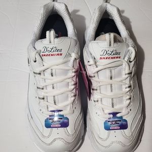 Skechers Womens D'lites - Fresh Start White/Navy/R